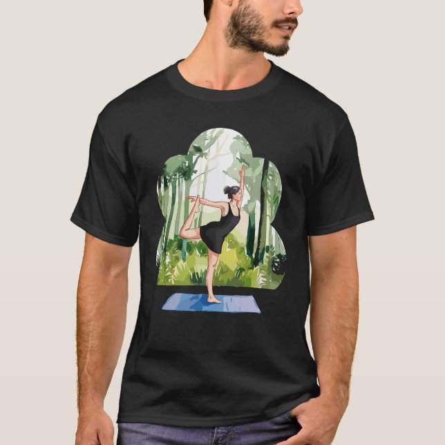Colourful Yoga Tree Pose Art T-Shirt (Front)