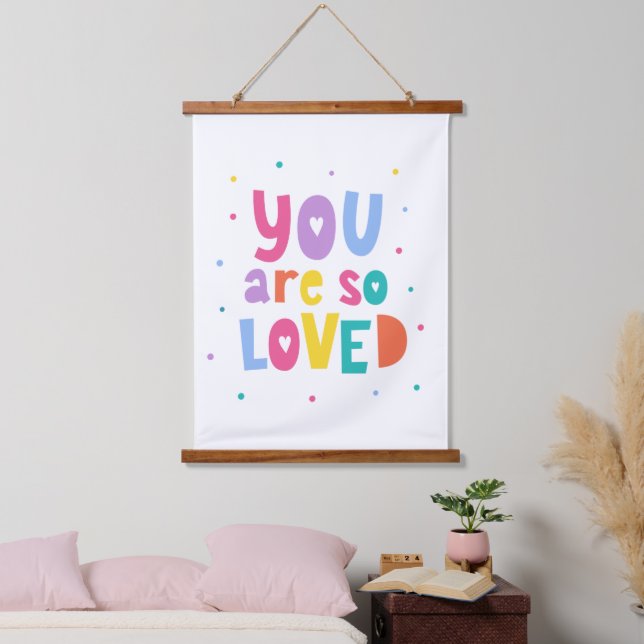 Colourful You Are So Loved Hanging Tapestry (Bedroom)