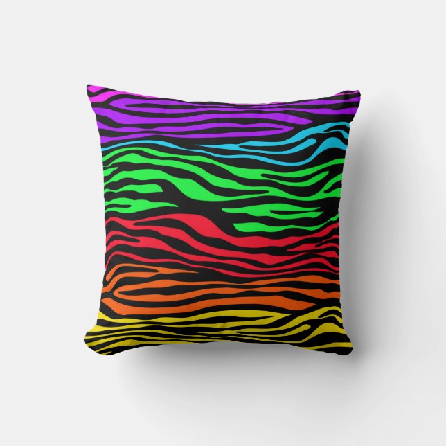 Colourful Zebra Abstract Cushion (Front)