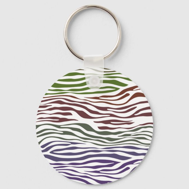 Colourful Zebra Abstract Key Ring (Front)
