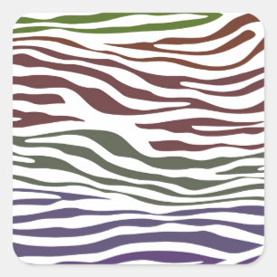 Colourful Zebra Abstract Square Sticker