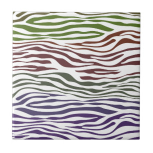 Colourful Zebra Abstract Tile