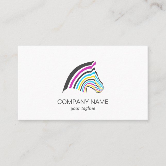 Colourful Zebra Beautiful Modern Cute Business Card (Front)