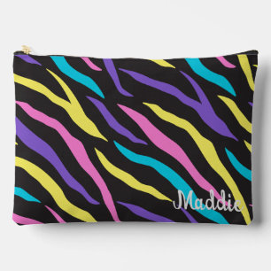 Colourful Zebra Glittery Pattern Accessory Pouch