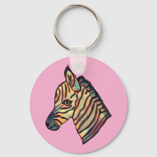 Colourful Zebra Keyring (Front)