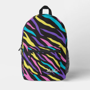 Colourful Zebra Pattern Printed Backpack