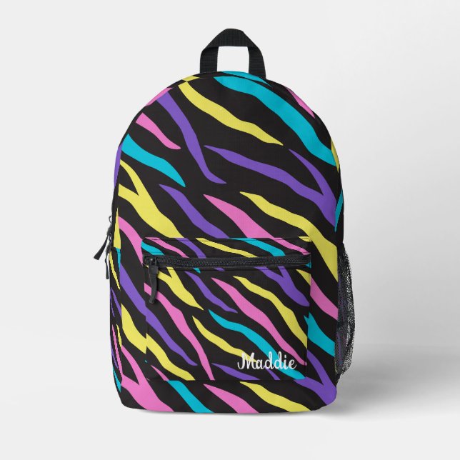 Colourful Zebra Pattern  Printed Backpack (Front)