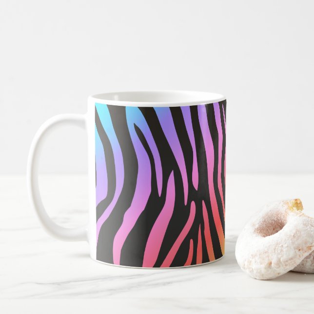 colourful zebra print coffee mug (With Donut)