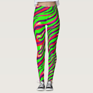 Colourful Zebra Print Stripe Abstract Pattern Leggings