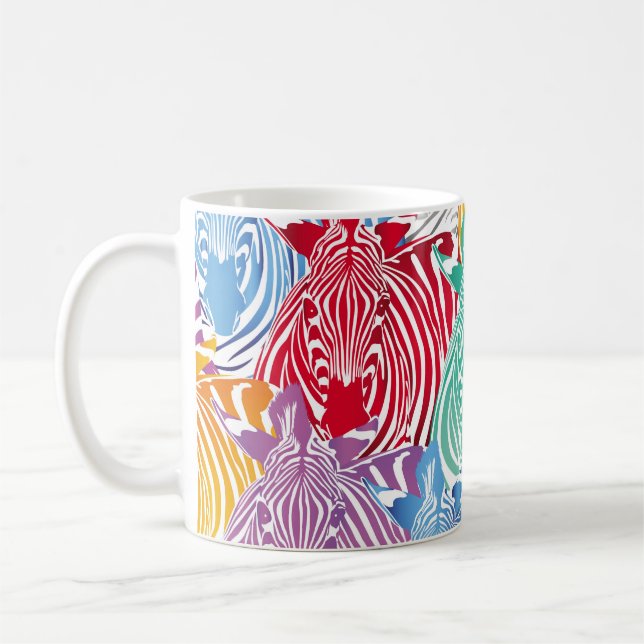 Colourful zebra seamless pattern. Wild animal text Coffee Mug (Left)