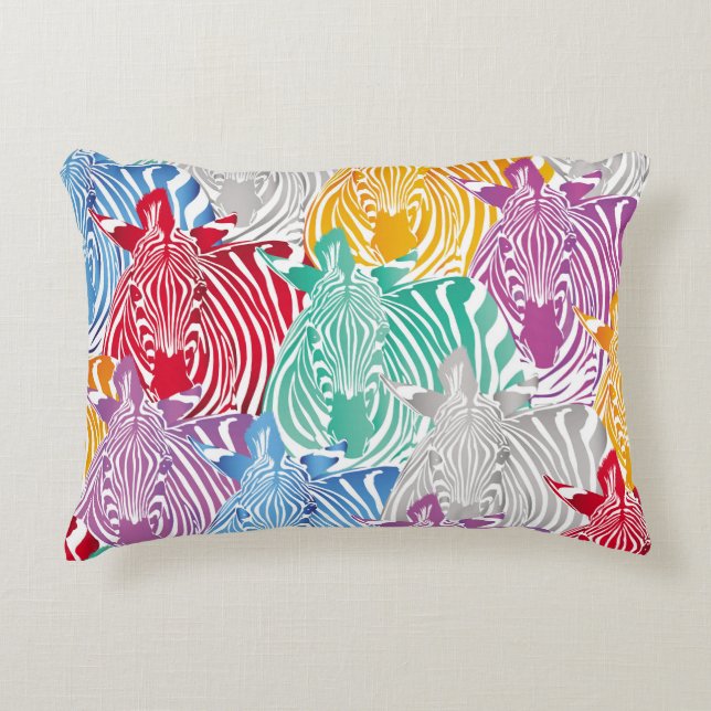 Colourful zebra seamless pattern. Wild animal text Decorative Cushion (Front)