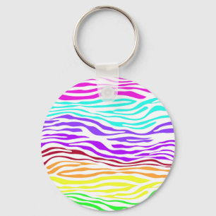 Colourful Zebra Stripes Key Ring