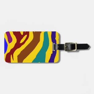 Colourful zebra stripes luggage tag