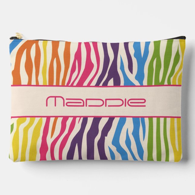 Colourful Zebra Stripes Pattern  Accessory Pouch (Front)