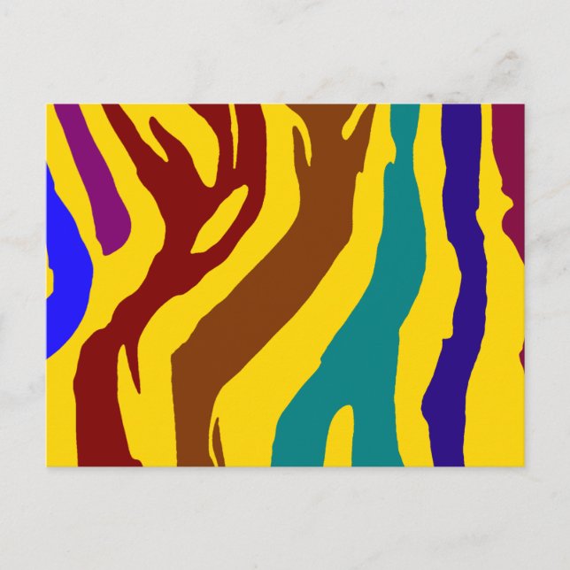 Colourful zebra stripes postcard (Front)