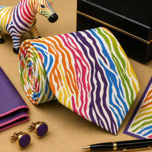 Colourful Zebra Wild Animal Pattern Tie