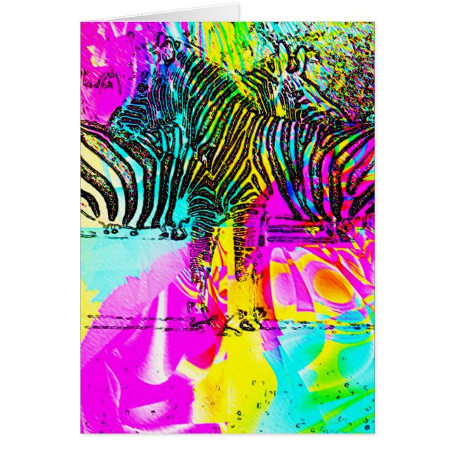 Colourful Zebras Blank Inside Greeting Card (Front)