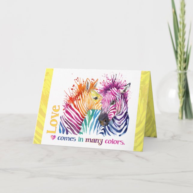 Colourful Zebras Greeting Card (Front)