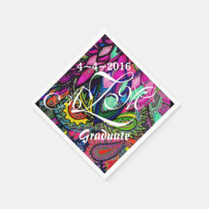 Colourful Zen Tangle Monogram Napkins