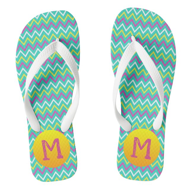 Colourful Zig Zag Stripes Flip Flops (Footbed)