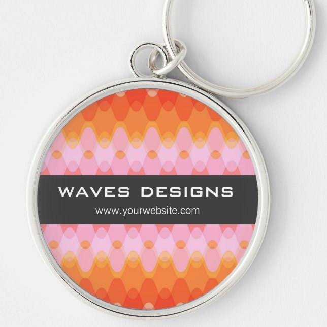 Colourful Zig Zag Waves Modern Abstract Pattern Key Ring (Front)
