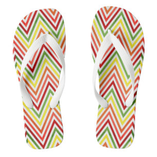 Colourful Zigzag Chevron Pattern Flip Flops
