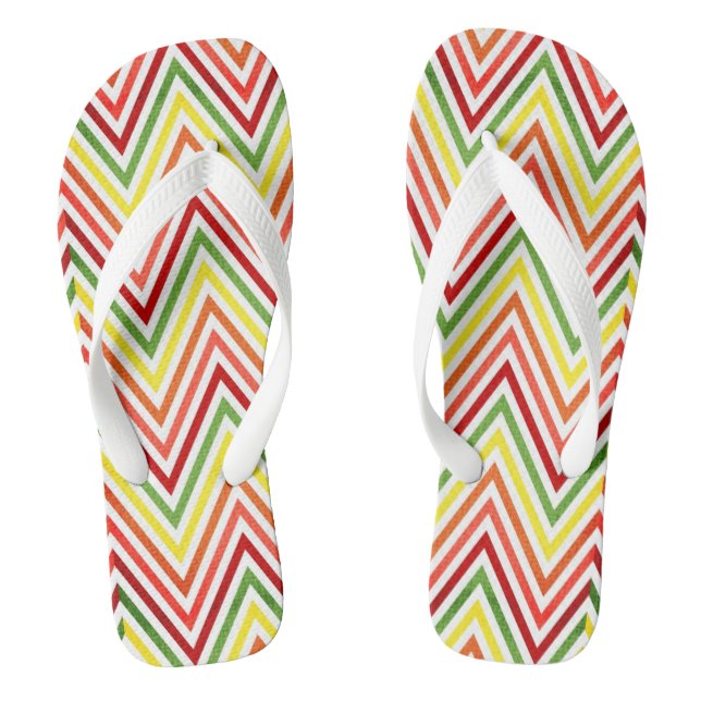 Colourful Zigzag Chevron Pattern Flip Flops (Footbed)