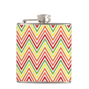 Colourful Zigzag Chevron Pattern Hip Flask