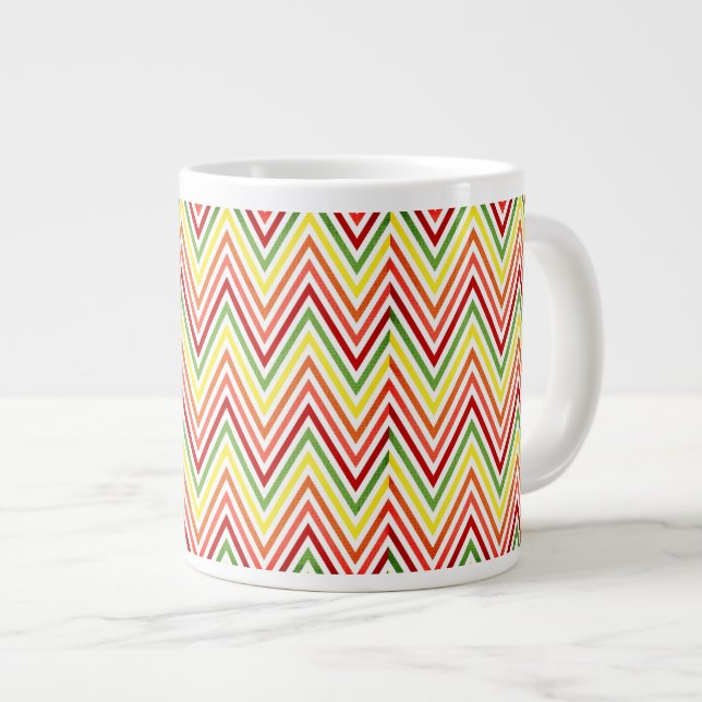 Colourful Zigzag Chevron Pattern Large Coffee Mug (Front Right)