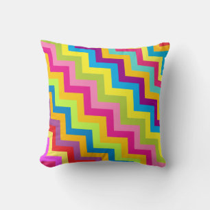 Colourful zigzag chevron patterned pillow