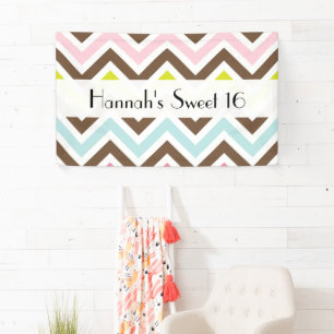 Colourful Zigzag, Chevron, Zigzag Pattern, Sweet 1 Banner