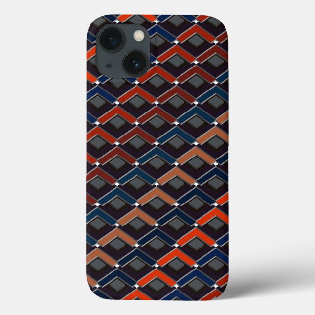 Colourful zigzag Karo-steps Case-Mate iPhone Case (Back)
