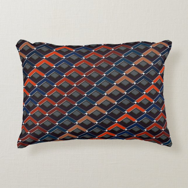 Colourful zigzag Karo-steps Decorative Cushion (Front)