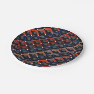 Colourful zigzag Karo-steps Paper Plate