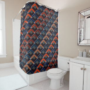 Colourful zigzag Karo-steps Shower Curtain