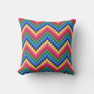 Colourful zigzag pattern cushion