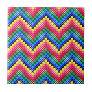 Colourful zigzag pattern tile
