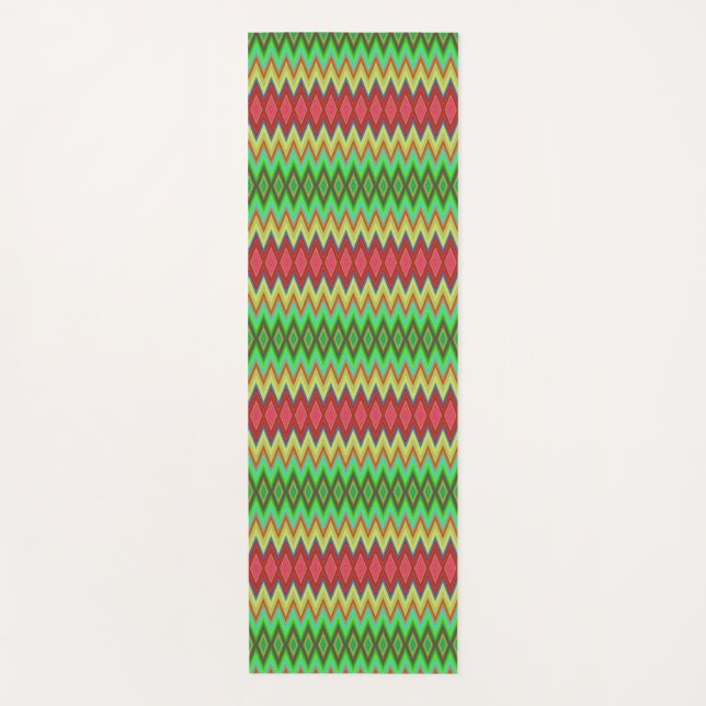 Colourful zigzag pattern with red, green, and yell yoga mat (Front)