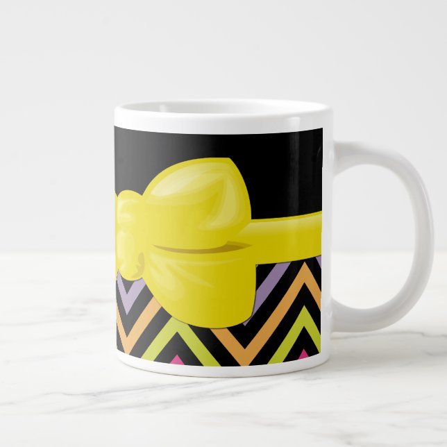 Colourful Zigzag, Rainbow Zigzag, Colourful Chevro Large Coffee Mug (Right)