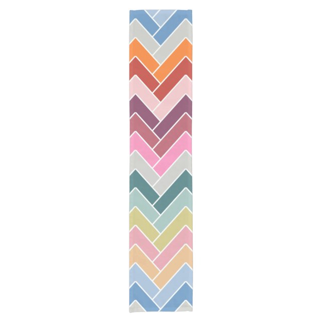 Colourful Zigzag Retro Chevron Short Table Runner (Front)