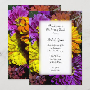 Colourful Zinnia Flowers Post Wedding Brunch Invitation