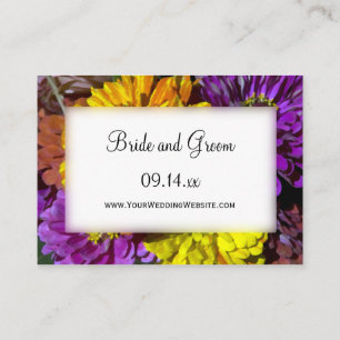 Colourful Zinnia Flowers Wedding Website Cards