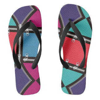 Colourful Zipper-Inspired Mismatched Flip Flops
