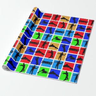 Colourful Zombies Pattern Wrapping Paper