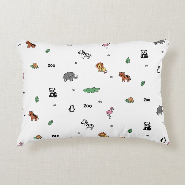 Colourful Zoo Animal Fun Decorative Cushion (Front)