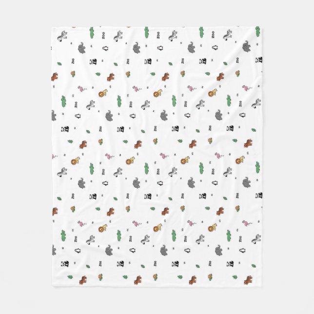 Colourful Zoo Animal Fun Fleece Blanket (Front)