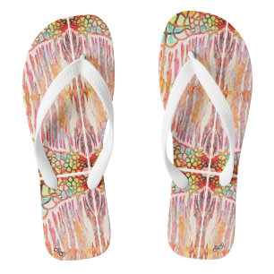 Colourful zorries, beachwear art flip flops