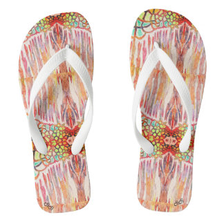 Colourful zorries, beachwear art flip flops