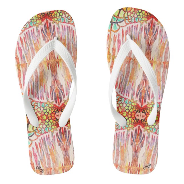 Colourful zorries, beachwear art flip flops (Footbed)