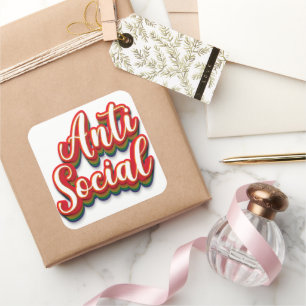 Colourfully Anti Social Square Sticker